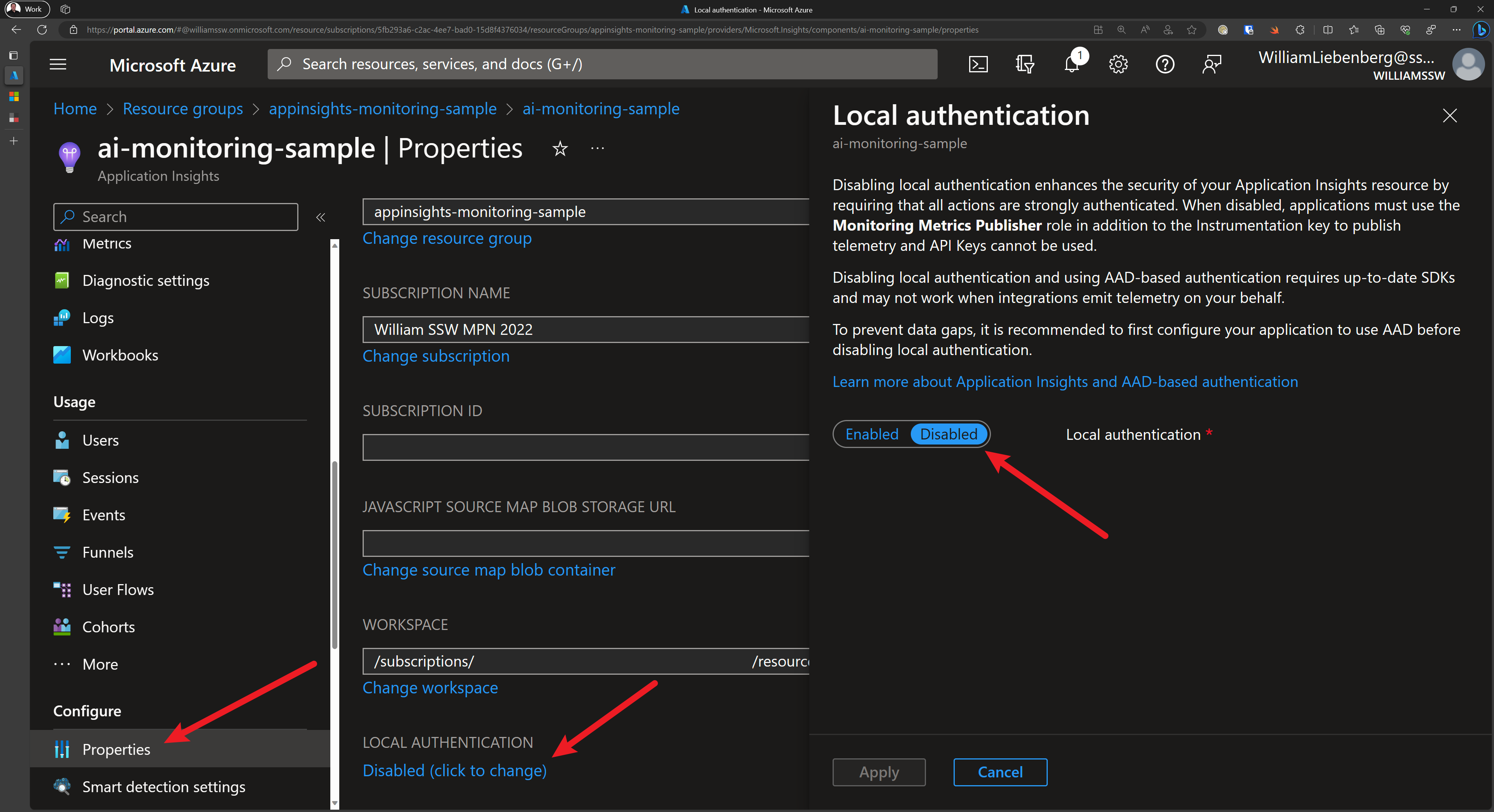 Increase Security - Disable Local Authentication