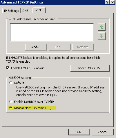 Disable netBIOS