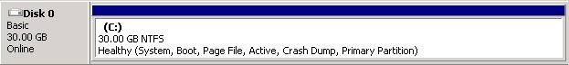 The disk is now using all the available space inside the VHD