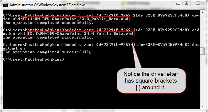 Each time you run a BCDEdit command it should return