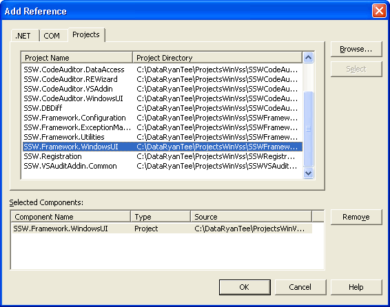 Select projects to reference