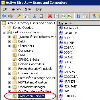 Add all your Production Servers to the Production Server OU