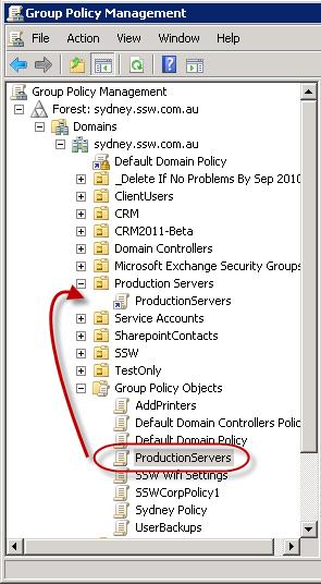 Create a new Group Policy for your Production Servers