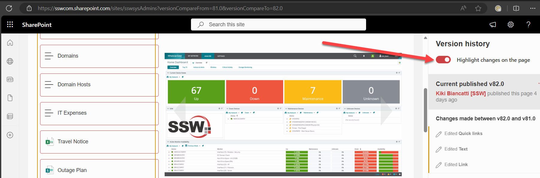 SharePoint | Highlight changes