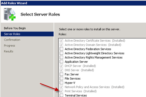 Install the Print Services role