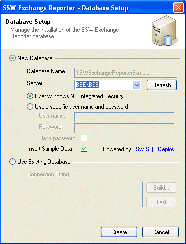 New database dialog