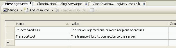 Store messages in the Message.resx
