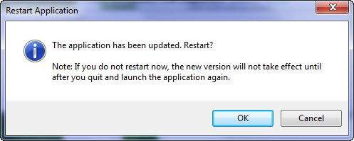 Figure 5: Restarting the application is required because the new version will not take affect until quit and launch the app again