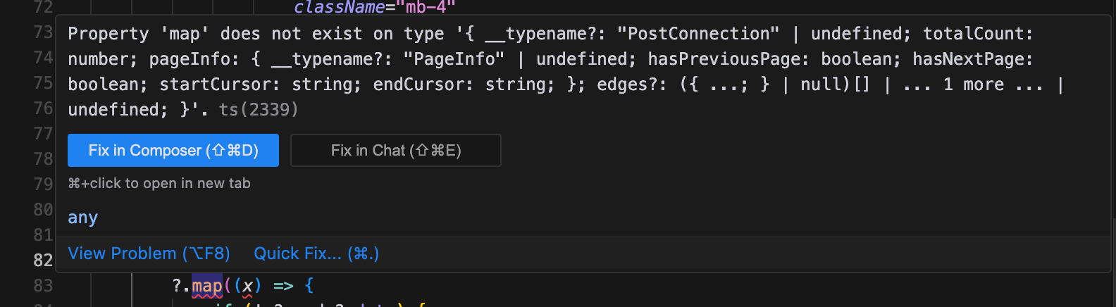 Typescript errors are truncated and don't contain suggestions