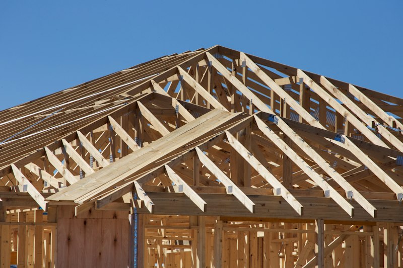 New home construction with structural timber and stud framing