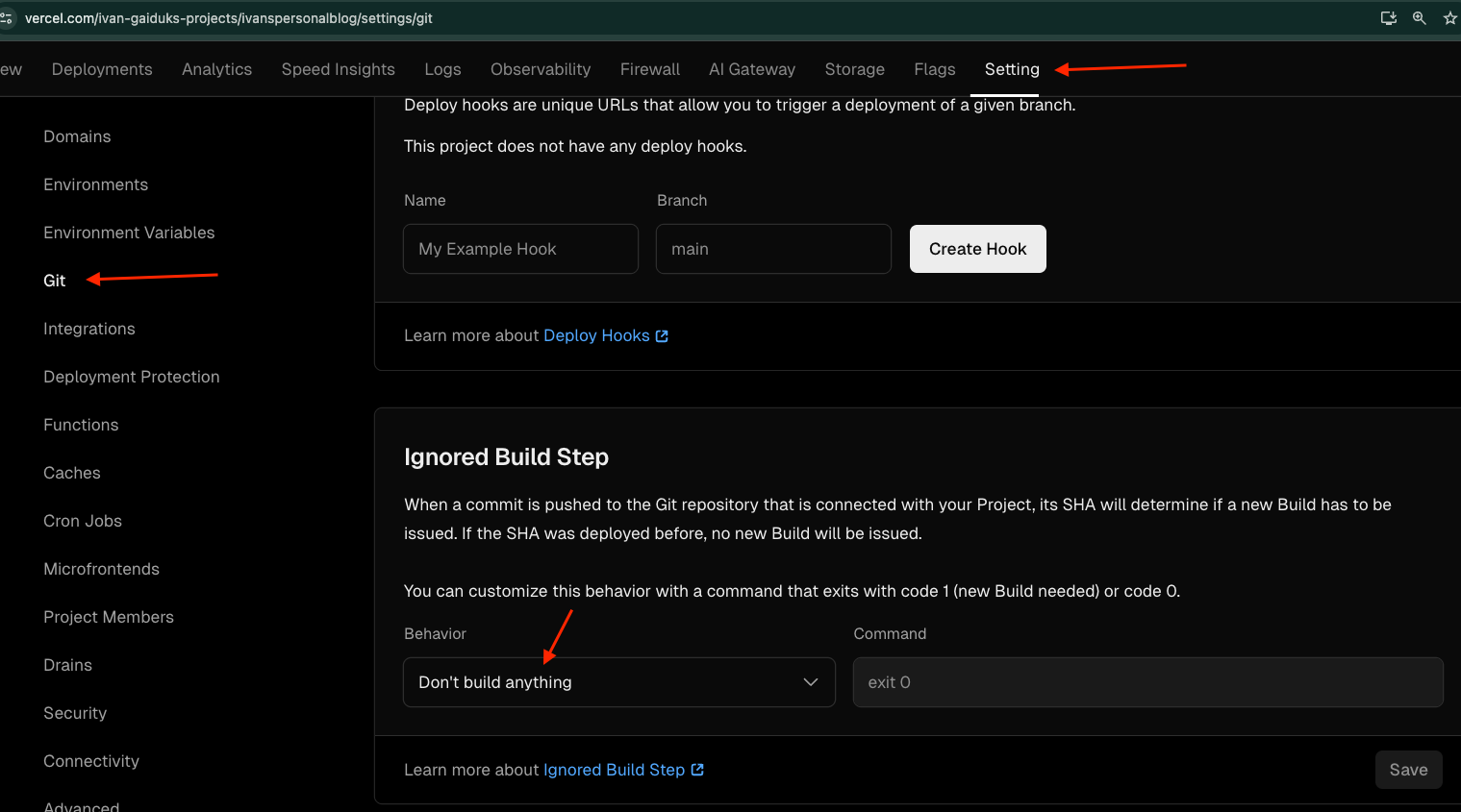 Ignored Build Step for stopping all automatic deployments