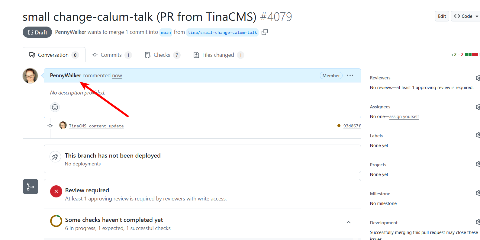 The commit and PR is created by the user, not the bot. A commit authored solely by the user, making it clear who made the change.