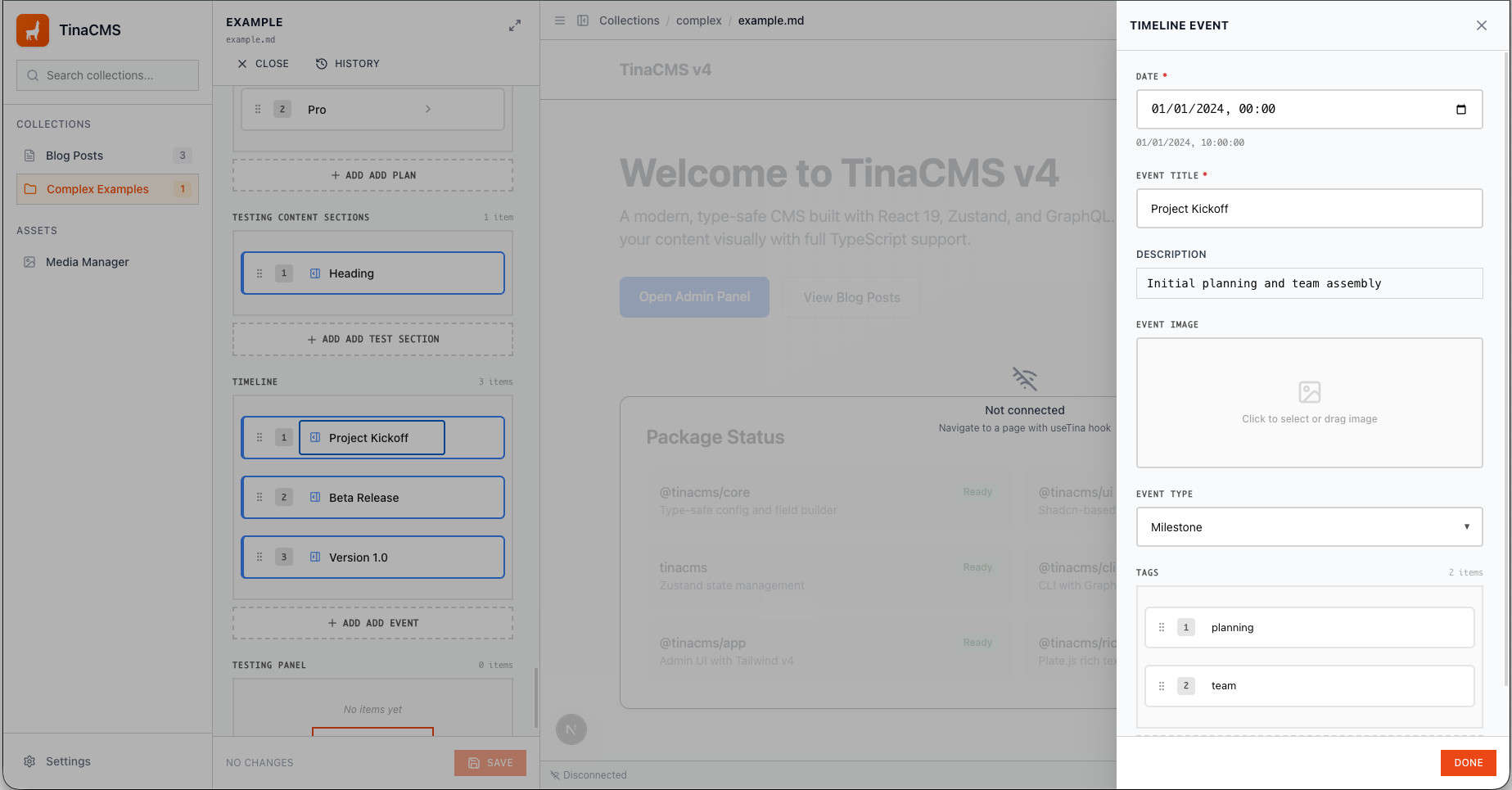 An early TinaCMS v4 editor preview