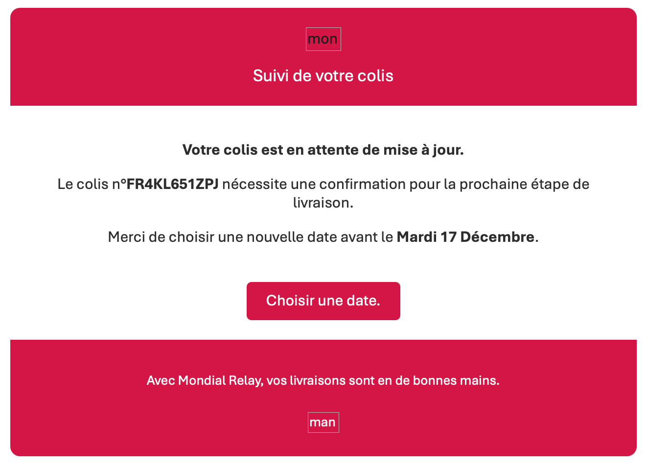 The emails sent were in French A screenshot of one of the phishing emails