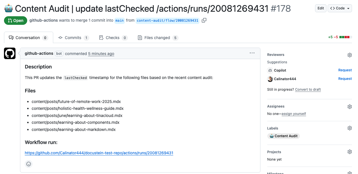 Pull Request with Last Checked Date Updated