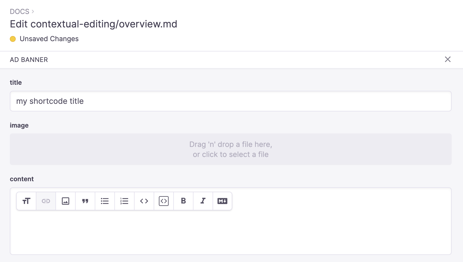 shortcode ui