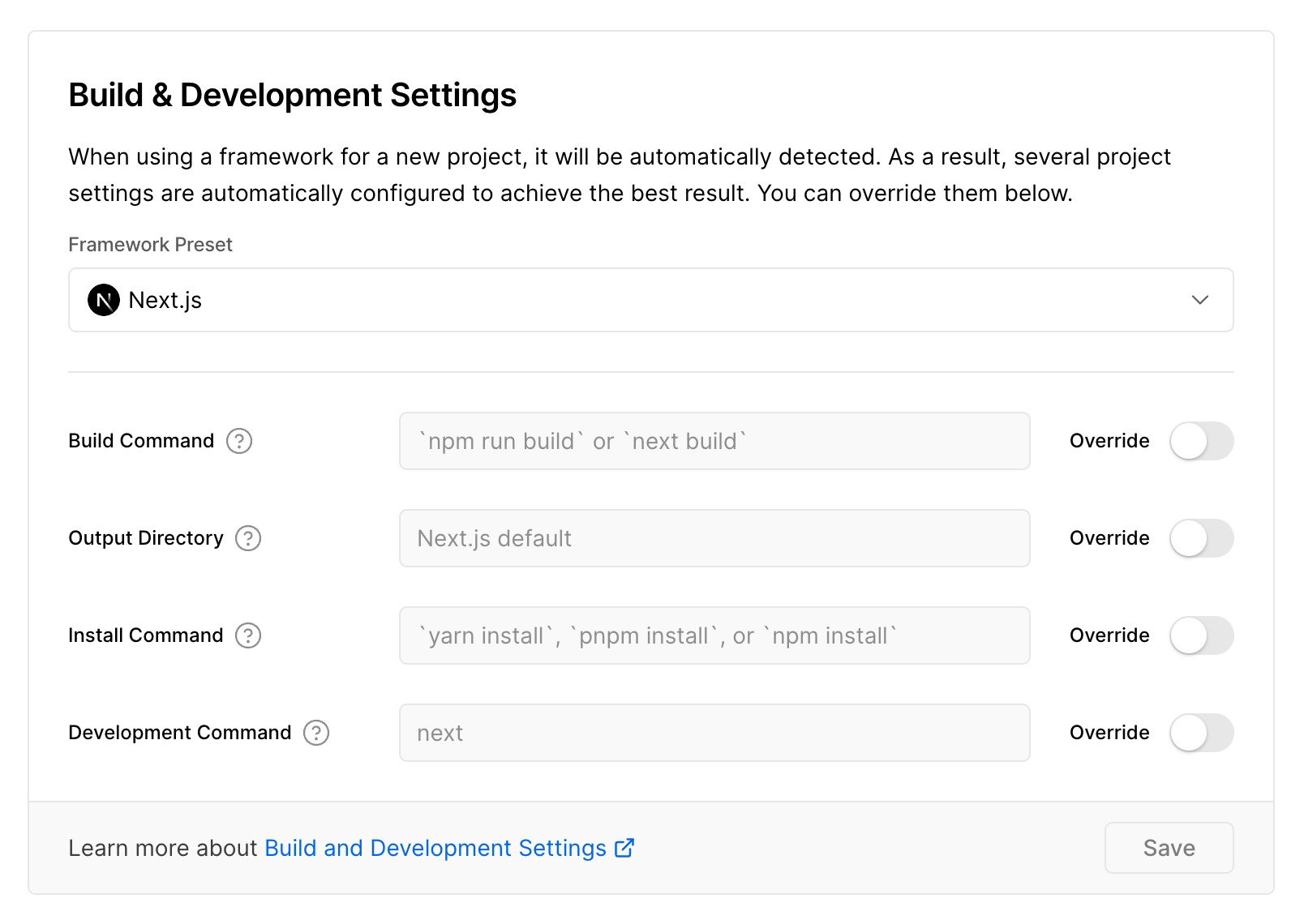 Vercel Build Settings Vercel Build Settings
