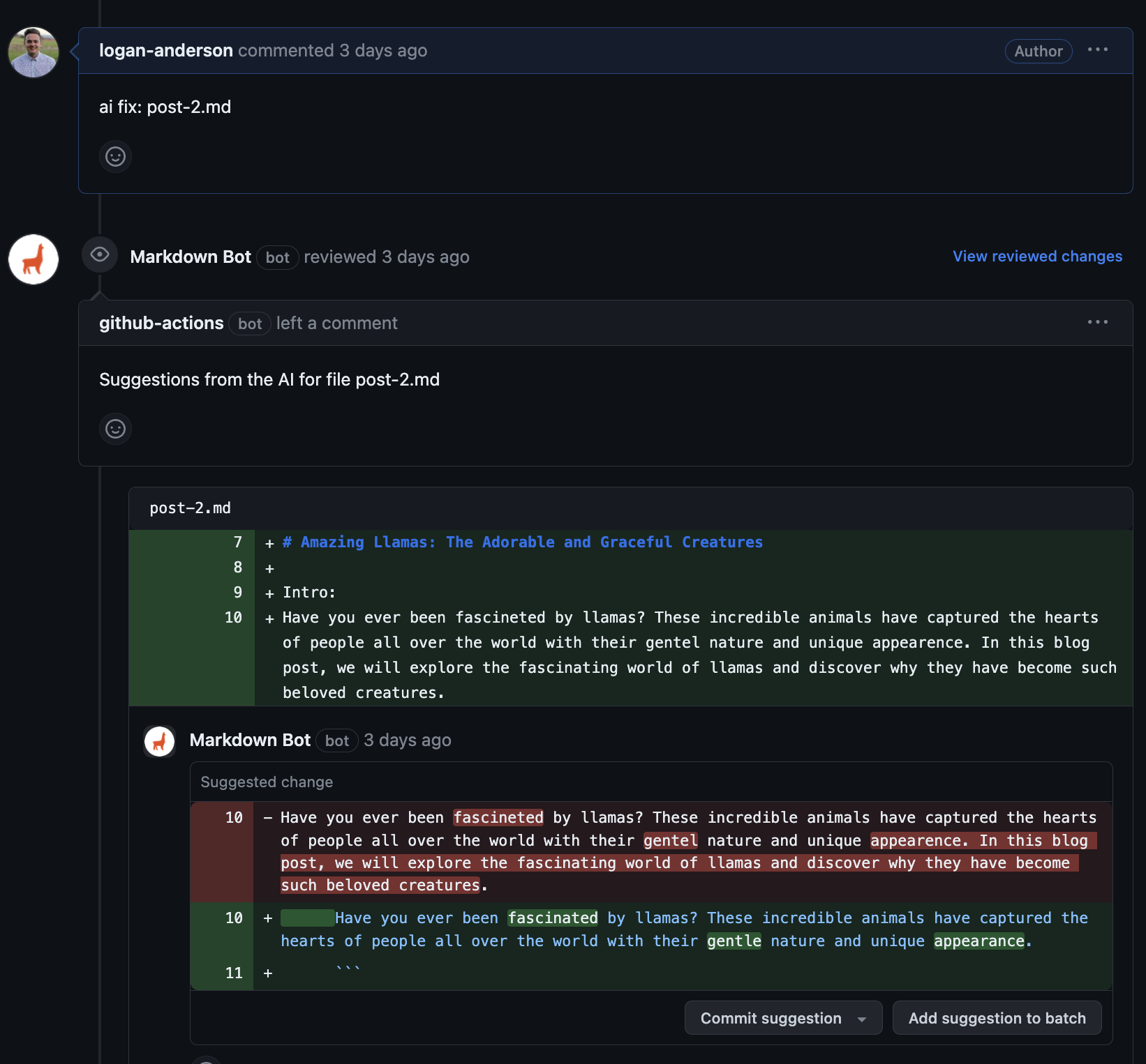 AI Suggestion in GitHub AI Suggestion in GitHub