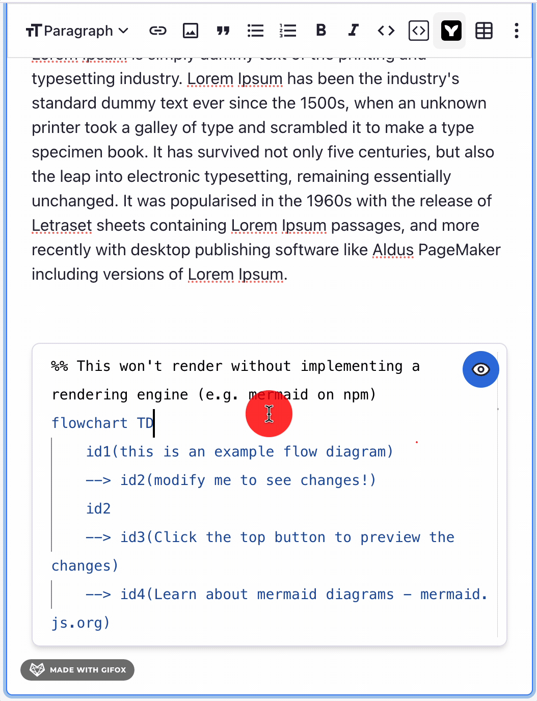 Mermaid Diagram editing/Rendering inside the Rich Text Editor