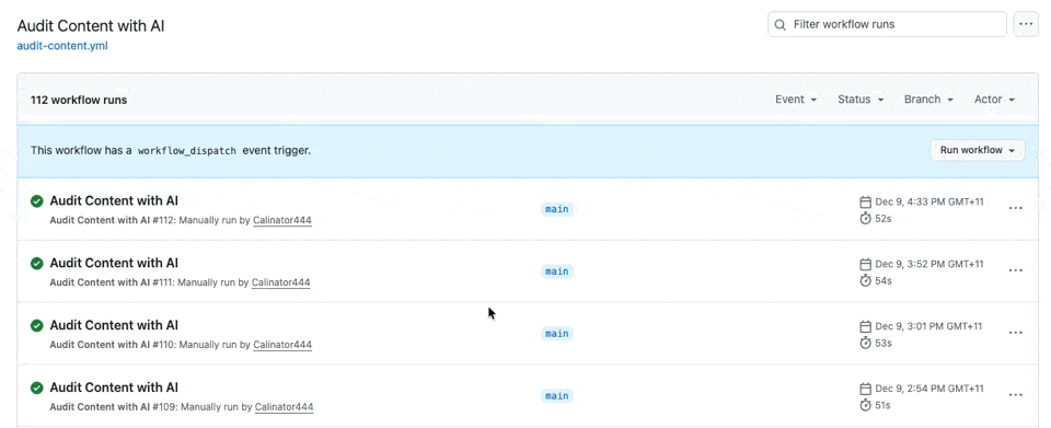 Running a Content Audit in GitHub Running a content audit in GitHub Actions