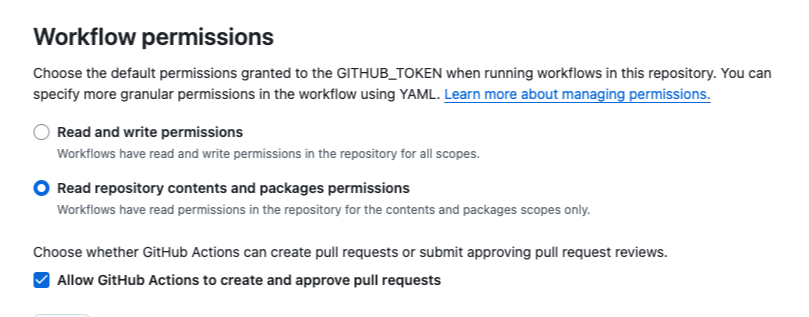 Workflow Permission Settings on GitHub Workflow Permission Settings on GitHub