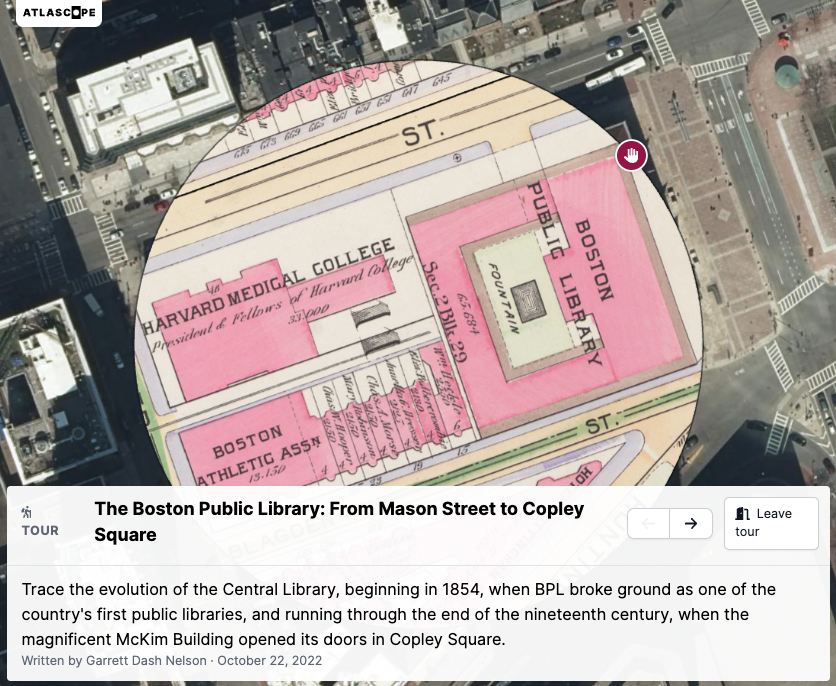 Atlascope, featuring an in-atlascope tour of the Boston Public Library throughout the years