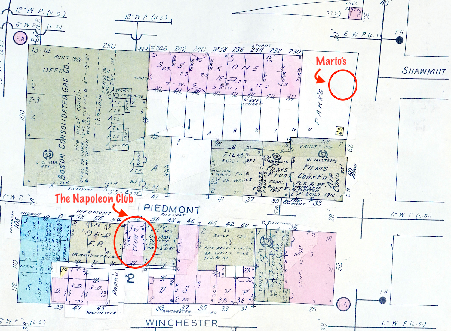 The Napoleon Club and Mario&rsquo;s are mapped on this 1963 atlas from our collections.