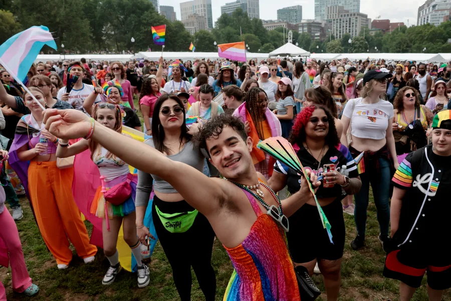 Travis Anctil dances during the Boston Pride For The People festival at the Boston Common. Craig F. Walker/The Boston Globe