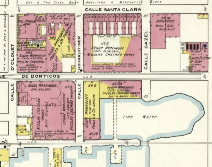 Detail showing precise measurements and technical specifications, down to the interior level of some buildings.
