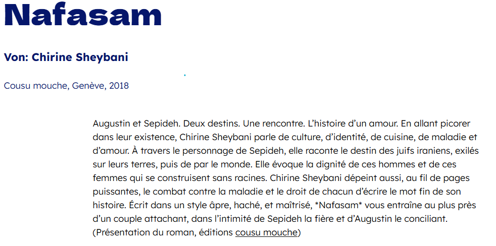 Literatur Schweiz | Nafasam