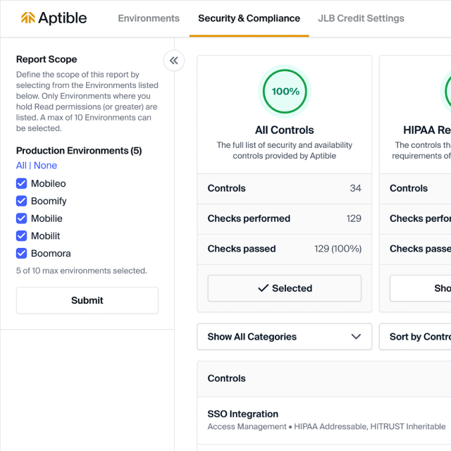Security and compliance dashboard