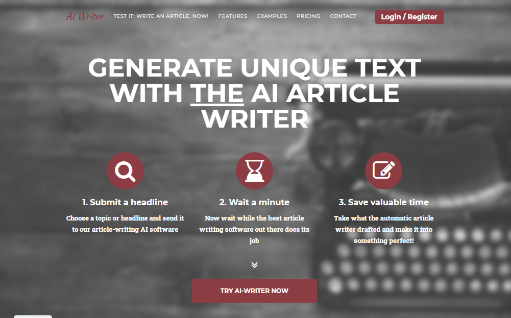 AI Writer homepage