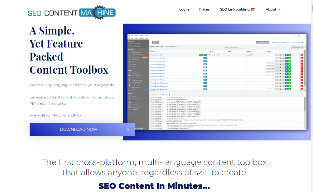 SEO Content Machine homepage