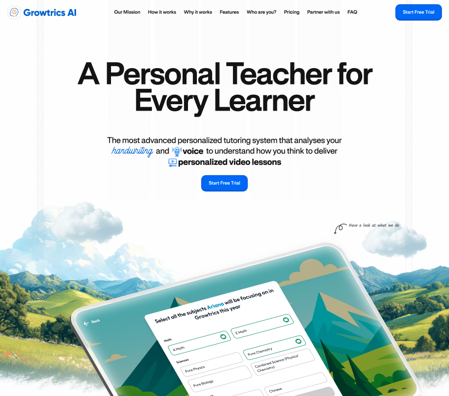 Growtrics dashboard preview showing learning analytics