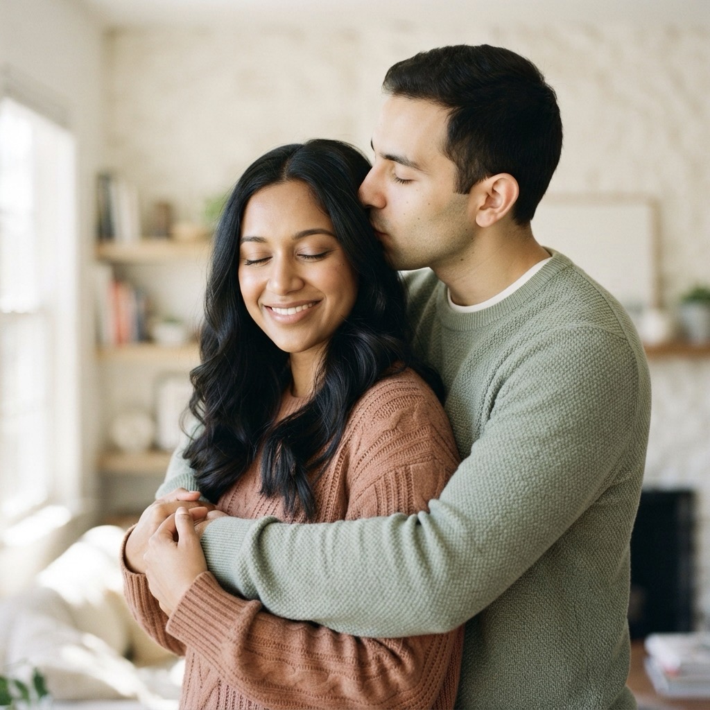 Couple in a tender embrace