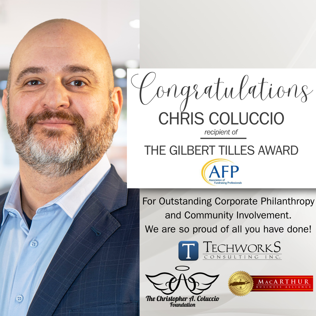 Chris Coluccio, CEO of Techworks Consulting, Inc., Receives AFPLI's Gilbert Tilles Award