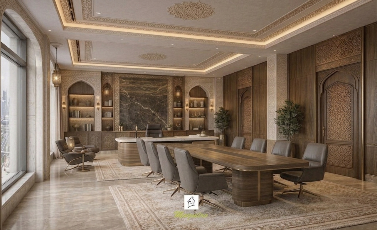 Interior ruang direktur dengan nuansa islamic elegant design