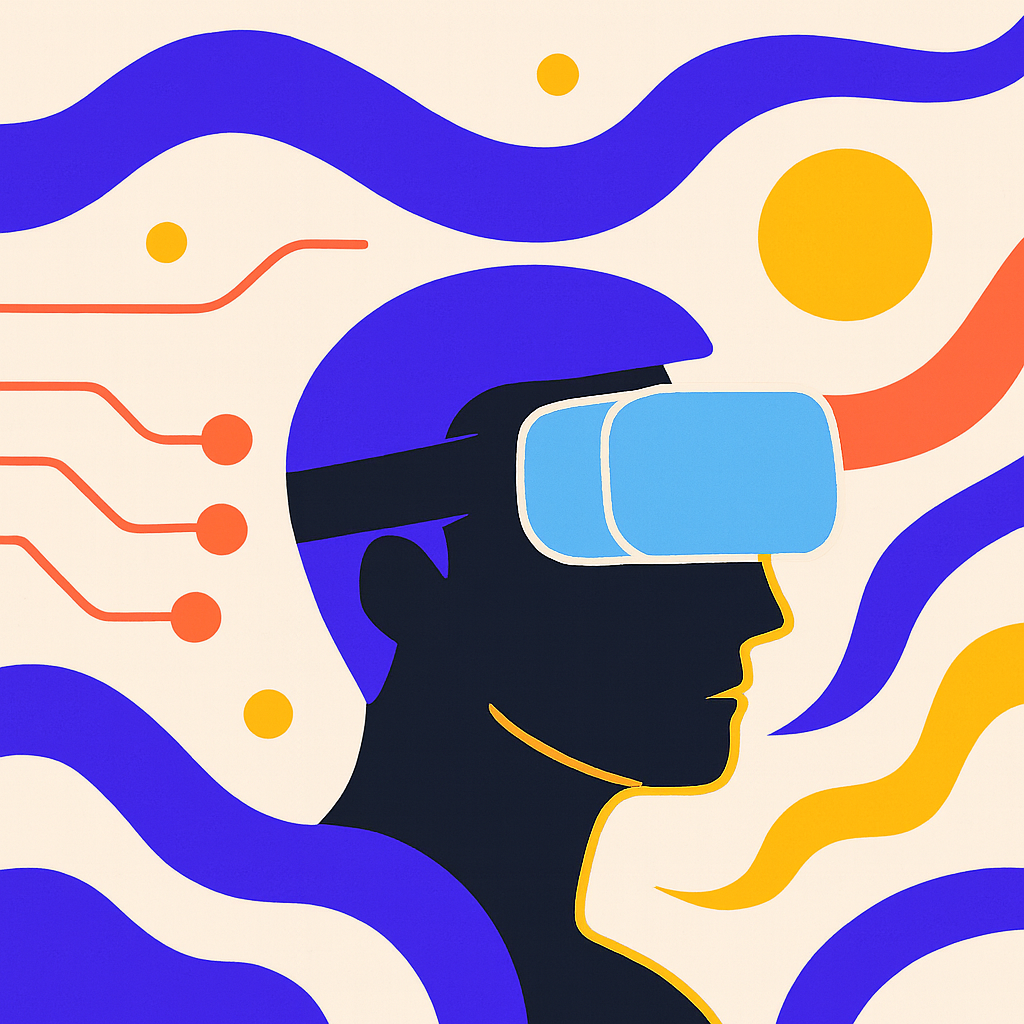 Imagem de pessoa utilizando um óculos de realidade virtual