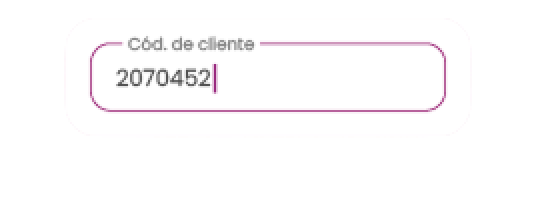 Introduce el Código de Cliente que encuentras en tu Recibo o Factura.