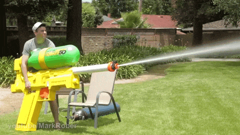 GIF of a giant water gun