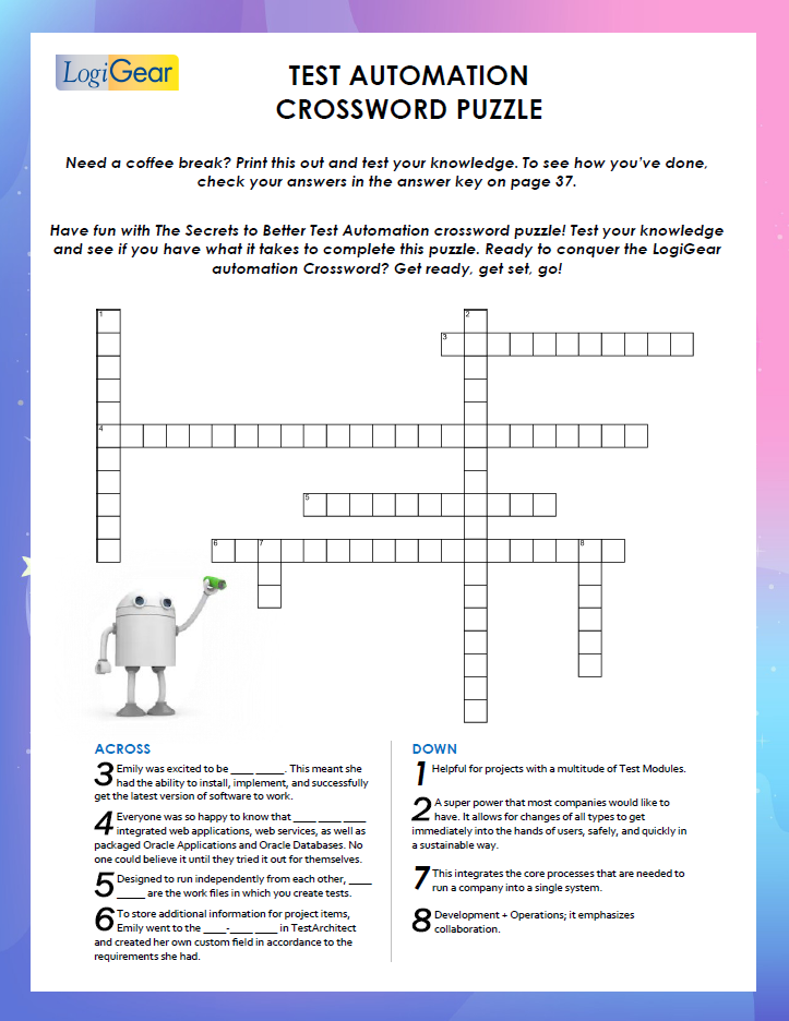 Test automation crossword puzzle