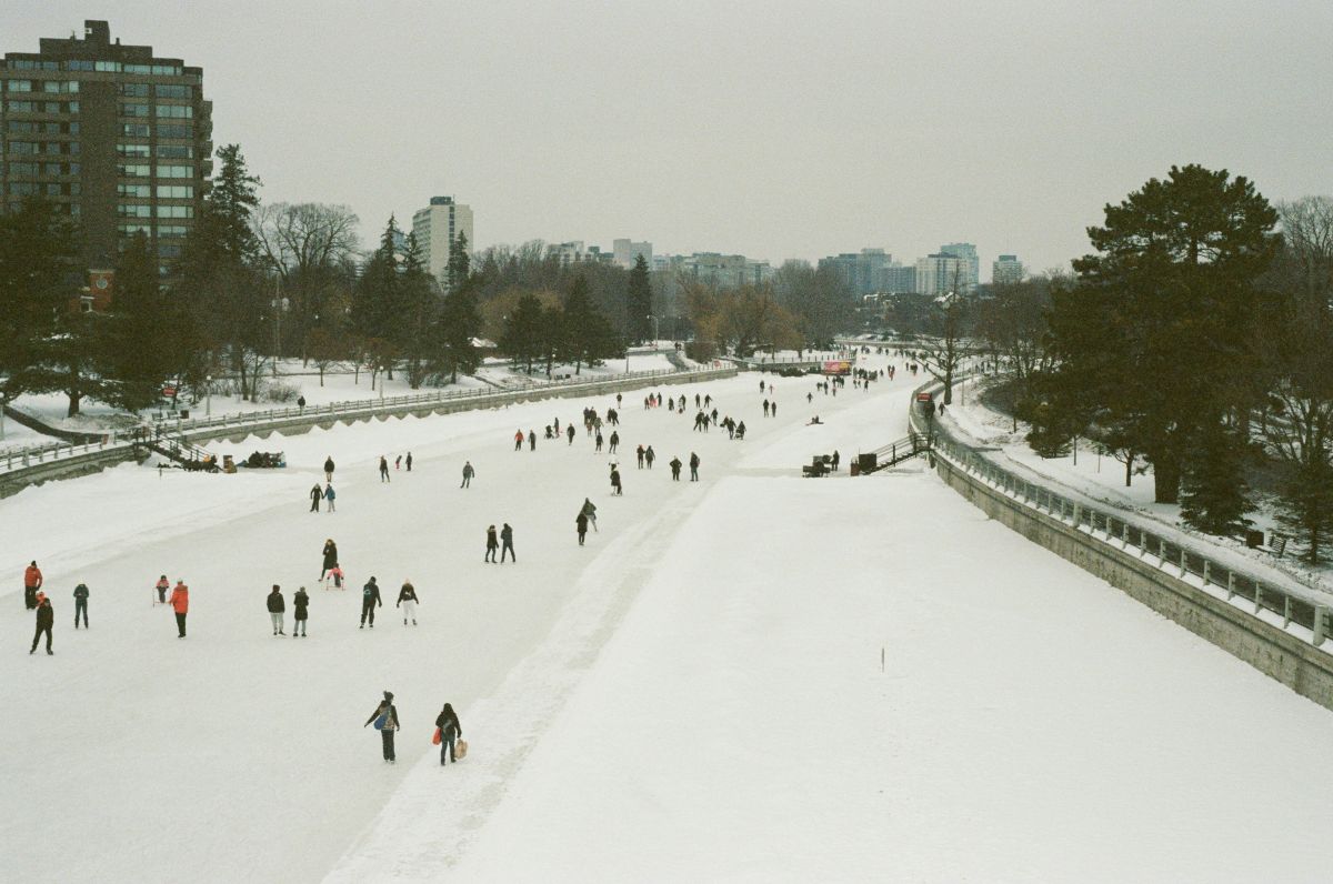 People skating on the Rideau Canal in Ottawa