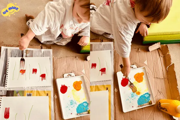 easy fork painting with kids