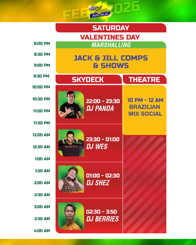2026 DJ schedule — Saturday