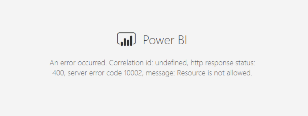 Figure: Screenshot of Power BI error
