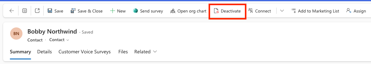 Deactivate in CRM