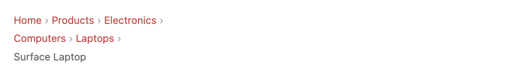 Screenshot of multi-line breadcrumb navigation