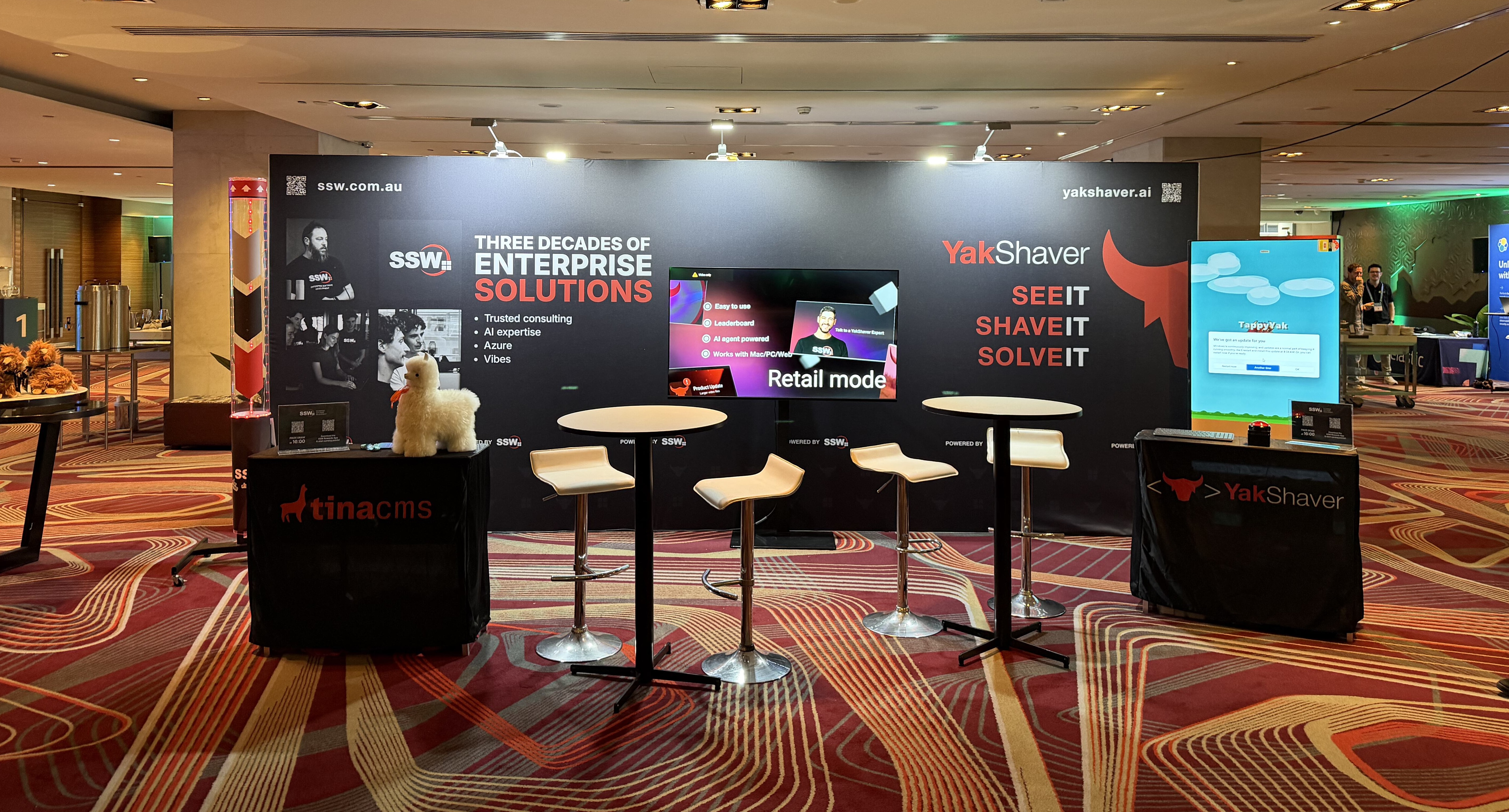The open setup of SSW's booth at NDC Sydney 2026