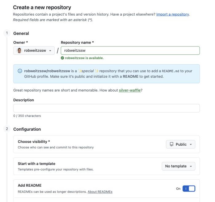 Creating a repository named after your GitHub username