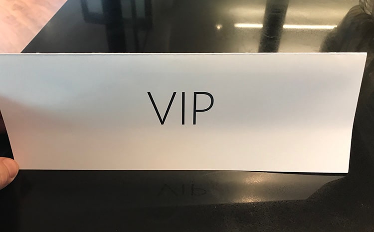 Figure: Using a VIP sign on the back row to prevent people sitting there initially